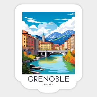 A Pop Art Travel Print of Grenoble - France Sticker